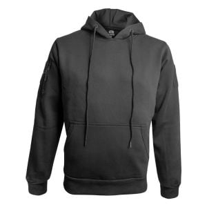 Front view of the Grey Hoodie with thick drawstrings, front pockets, and ribbed cuffs for warmth and comfort.