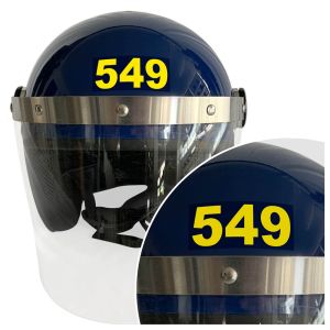 Helmet Sticker for Blue Public Order/Riot Helmet - Yellow Text on Blue background