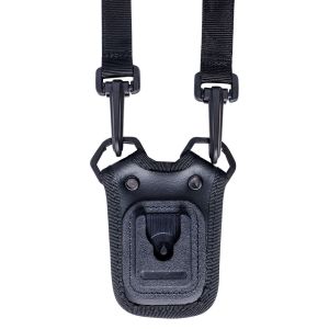 Close-up of the Magnetic Click On Dock Lanyard, showcasing the robust design and durable materials. The lanyard is made from strong injection moulded 1000D nylon with a magnetic attachment at the back. The lanyard features two sturdy clips for attaching t