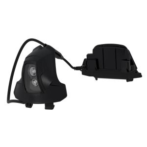 MSA L2XR Headlamp disconnected from helmet mount, showcasing the front LED lights, cable and back unit.