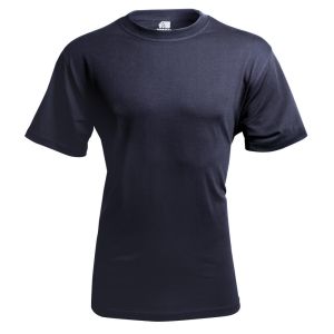 This image displays the back view of a Navy Heavyweight T-Shirt. The shirt features a solid navy colour and a classic design with short sleeves. The fabric appears thick and durable, indicating its heavyweight quality. 