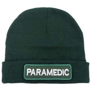 Green Watch Cap With Removable Paramedic Hook & Loop Logo