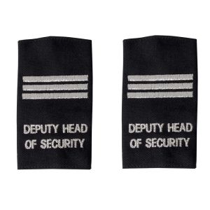 Slider Epaulettes with Text - Deputy Head of Security - 3 Rank Bars - Silver Text