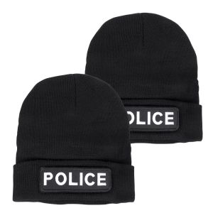 Niton Tactical Watch Cap with Hook & Loop Police Logo - 2 pack