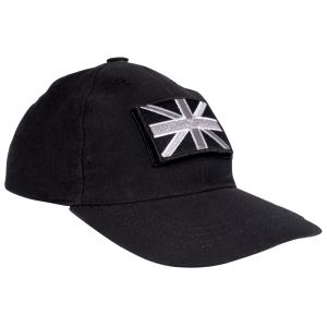 Black Baseball Cap with Embroidered Badges