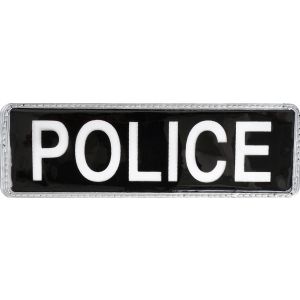 Police Hook & Loop Reflective Black Badge - Small