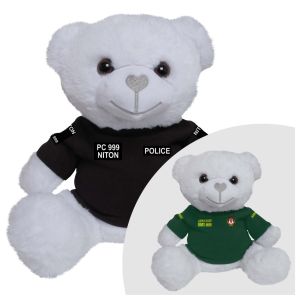 Children's Niton999 Service Bear. Customised teddy bear T-Shirt. Choose between AMBULANCE, PARAMEDIC, POLICE, or SECURITY for a unique gift for someone special.