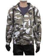 Detailed shot of Grey Camo Zip Up Hoodie material.