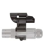 The image showcases the Safariland Rapid Light System (RLS) mount, a compact and sturdy attachment designed to securely hold a tactical flashlight. The mount exhibits a versatile design that allows for quick attachment or detachment from a weapon's rail.