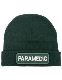 Green Watch Cap With Removable Paramedic Hook & Loop Logo