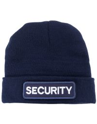 Navy Watch Cap with Removable Hook & Loop Security Logo