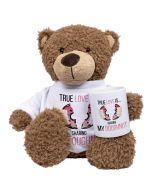 Brown Teddy Bear & Personalised Mug Combination. We have combined our high-quality bear with an 11oz ceramic mug, to make the perfect gift set. With the addition of your personalised message on both Ted’s T-Shirt and ceramic mug,  it will be a truly uniqu