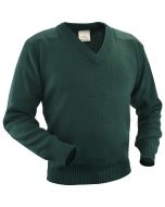 100% Acrylic V-neck Jumper, green duty jumper, green duty pullower