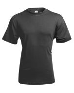 This image shows the front view of a CT Grey Heavyweight T-Shirt. The t-shirt has a clean and simple design with a solid grey colour. It features a ribbed crew neck and short sleeves. The fabric is thick and durable, ideal for tough environments. 