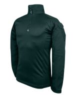 This image displays the front view of the Mission EMS UBACS shirt in ambulance green. The mandarin collar of the shirt has a 1/4 YKK zipper that makes it easy to put on and lets air flow through.