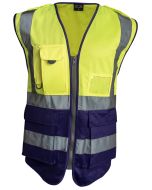 High Visibility Vest with Pockets - Yellow & Purple - Front
