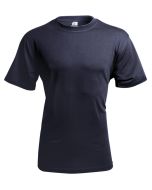 This image displays the back view of a Navy Heavyweight T-Shirt. The shirt features a solid navy colour and a classic design with short sleeves. The fabric appears thick and durable, indicating its heavyweight quality. 