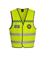Front view of Niton Tactical Unisex High Vis Ambulance Waistcoat Vest with EMT 999 logo and emblem