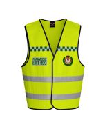 Front view of Niton Tactical high Vis Paramedic children's Waistcoat Vest with EMT 999 print and emblem.