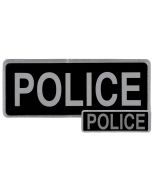 Police Hook & Loop Reflective Black Badges - 2 Pack