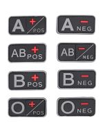 Rubberised Blood Group Patches, hook and loop blood group patches