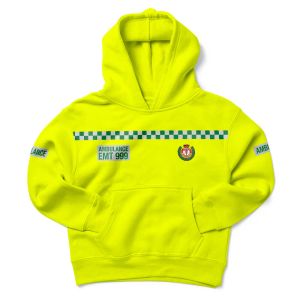 Children's Hi-Vis Ambulance Fleece pull over Hoodie - front