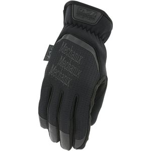The image shows a single FastFit Covert Women's Touchscreen Glove from the back. The glove is black with a sleek design, featuring a durable TrekDry® material that ensures breathability and comfort. The back of the glove has the Mechanix Wear logo promine