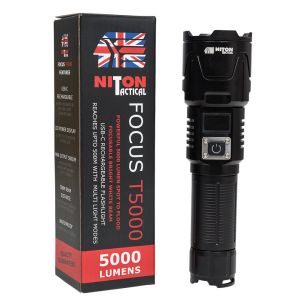 Niton Tactical Focus T5000 rechargeable torch with USB portable power bank