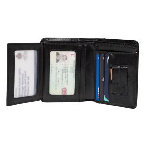 Niton Tactical Leather Trifold Wallet with RFID-blocking - Black