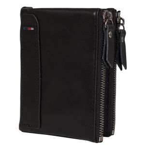 Niton Tactical Leather Wallet with Zipper pockets & RFID-blocking - Black