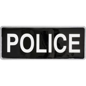 Police Hook & Loop Reflective Black Badge - Large