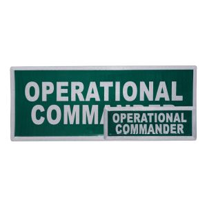 Operational Commander - Hook & Loop Reflective Badges - Silver on Green
