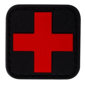 Niton Tactical Rubber Medic Patch - Small Black & Red Medical Cross