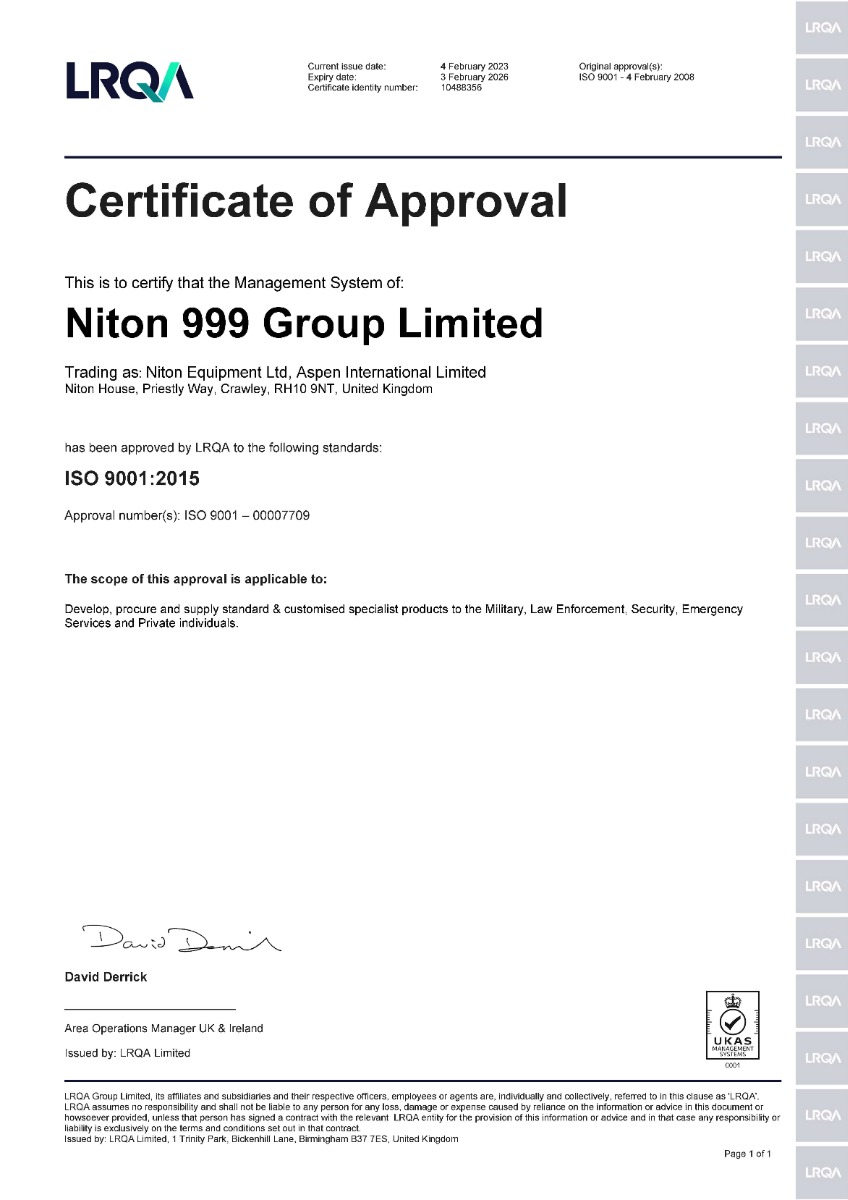 ISO 90001 certificate