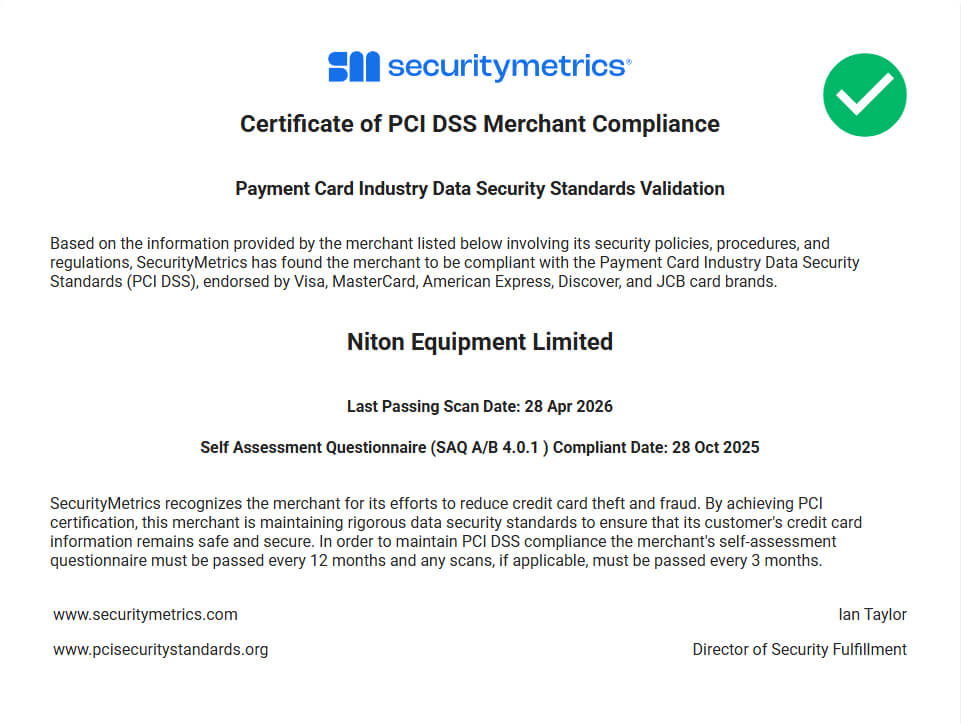 PCI certificate