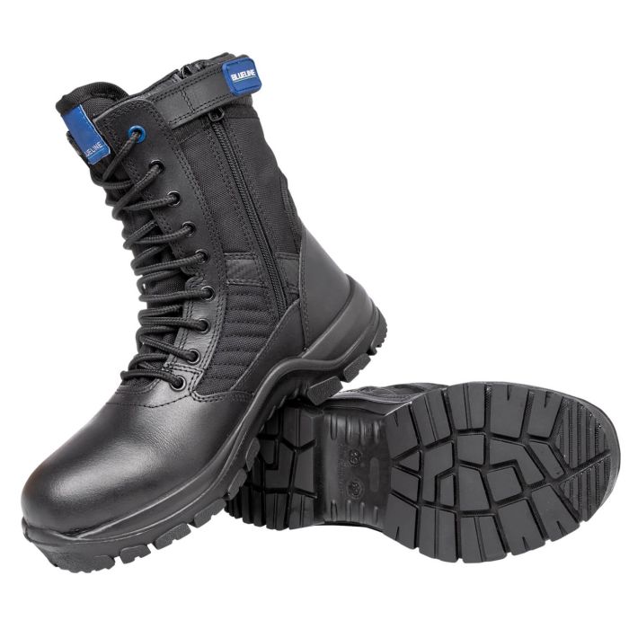 black Blueline Patrol 8" Side Zip Waterproof Boots With Composite Toe & Plate
